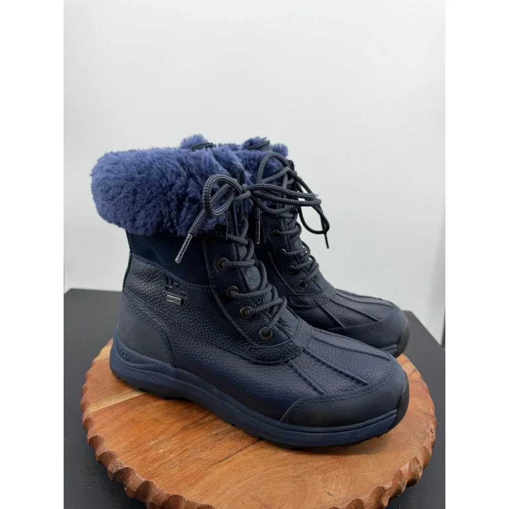 UGG Adirondack III Waterproof Boot Women 8.5 Blue Leather Fur 1095141